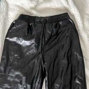 Fake leather joggers.